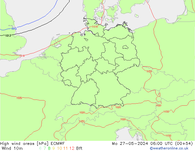 High wind areas ECMWF  27.05.2024 06 UTC