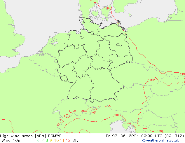 High wind areas ECMWF Fr 07.06.2024 00 UTC