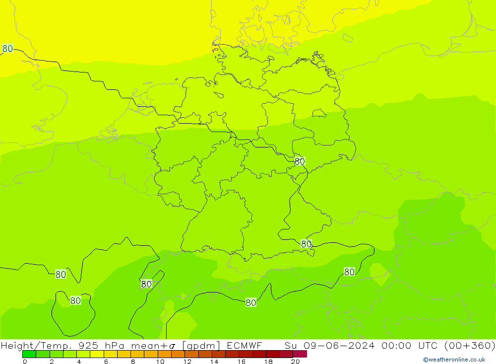 Height/Temp. 925 hPa ECMWF Su 09.06.2024 00 UTC