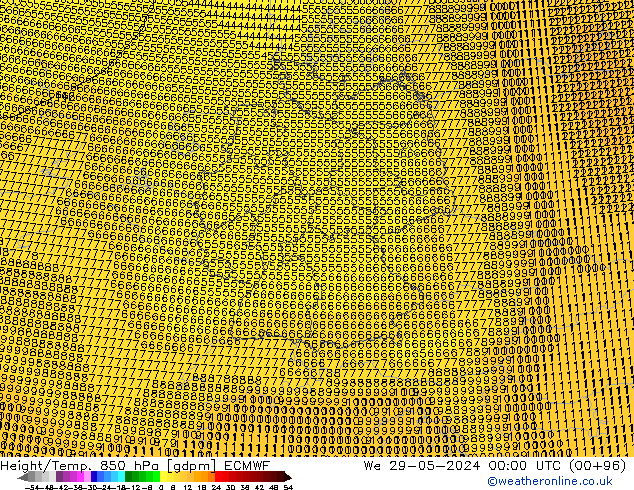 Height/Temp. 850 hPa ECMWF mer 29.05.2024 00 UTC