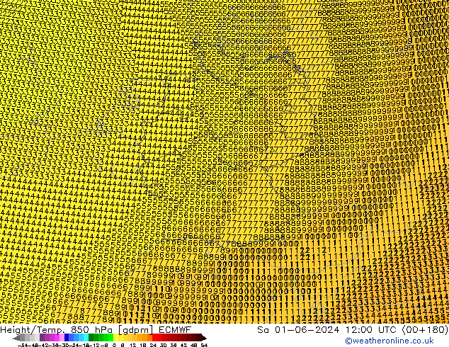 Height/Temp. 850 hPa ECMWF 星期六 01.06.2024 12 UTC