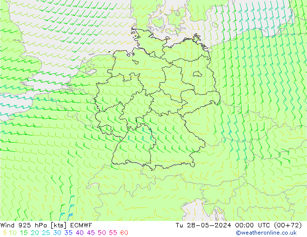 Viento 925 hPa ECMWF mar 28.05.2024 00 UTC