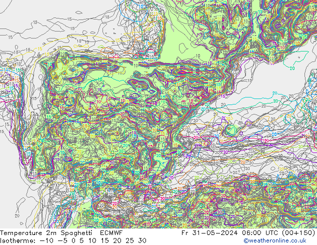 Sıcaklık Haritası 2m Spaghetti ECMWF Cu 31.05.2024 06 UTC