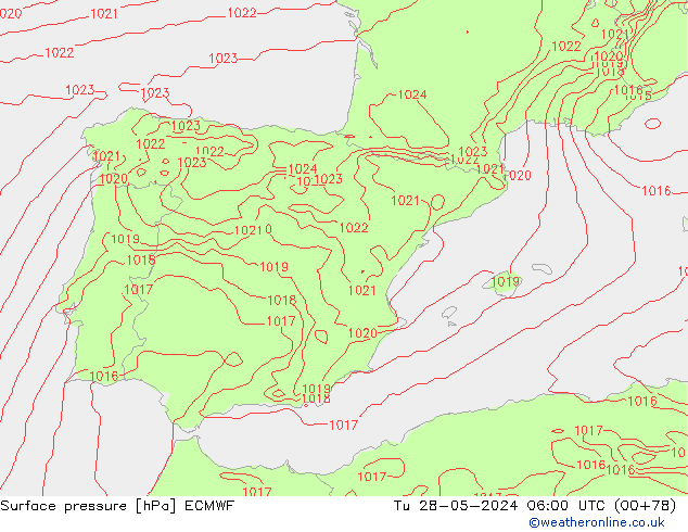 Surface pressure ECMWF Tu 28.05.2024 06 UTC