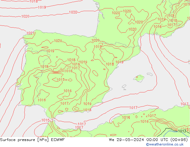 Yer basıncı ECMWF Çar 29.05.2024 00 UTC