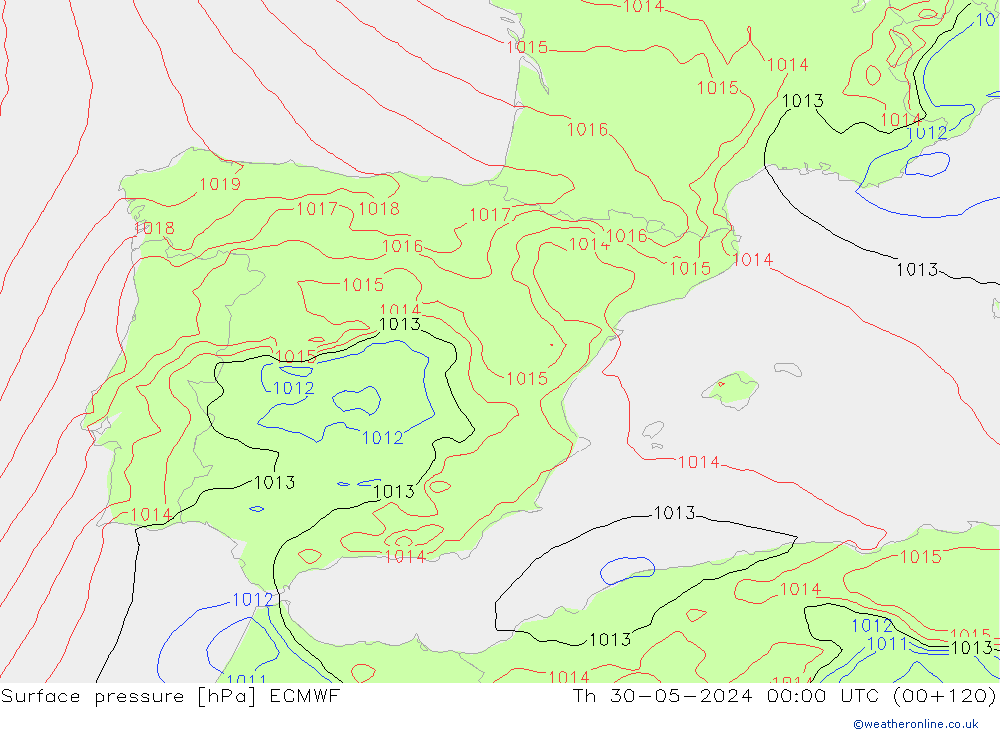 pression de l'air ECMWF jeu 30.05.2024 00 UTC