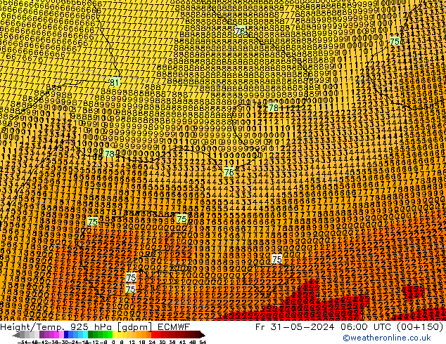 Height/Temp. 925 hPa ECMWF Fr 31.05.2024 06 UTC