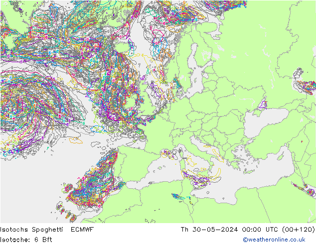 Isotachs Spaghetti ECMWF Th 30.05.2024 00 UTC