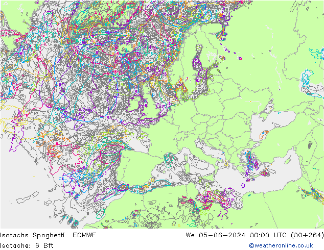 Isotachen Spaghetti ECMWF Mi 05.06.2024 00 UTC