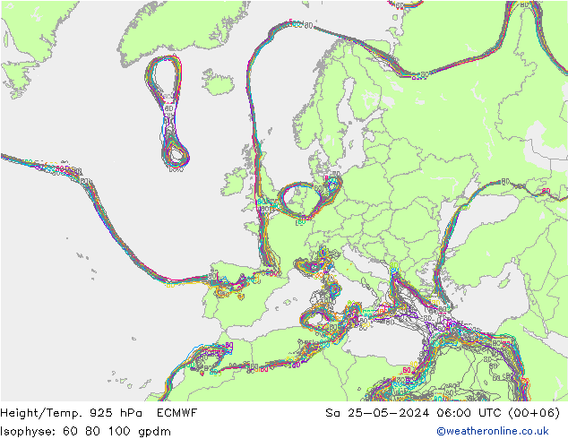 Height/Temp. 925 hPa ECMWF 星期六 25.05.2024 06 UTC