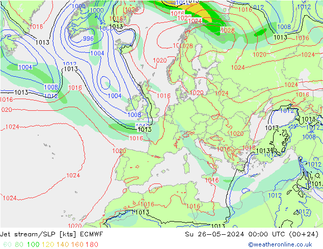 Courant-jet ECMWF dim 26.05.2024 00 UTC