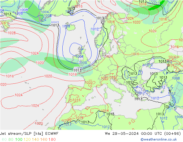 Jet Akımları/SLP ECMWF Çar 29.05.2024 00 UTC