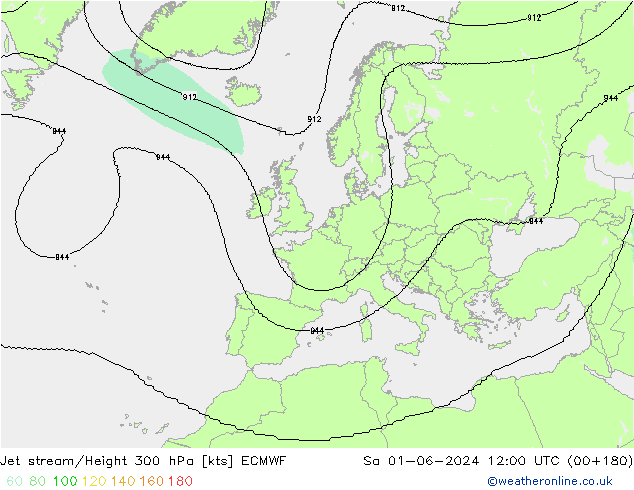 Jet stream/Height 300 hPa ECMWF So 01.06.2024 12 UTC
