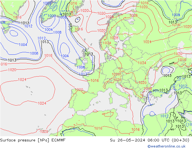 Bodendruck ECMWF So 26.05.2024 06 UTC