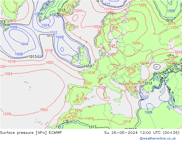 ciśnienie ECMWF nie. 26.05.2024 12 UTC