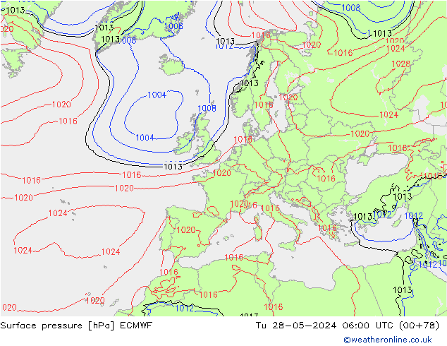 Luchtdruk (Grond) ECMWF di 28.05.2024 06 UTC