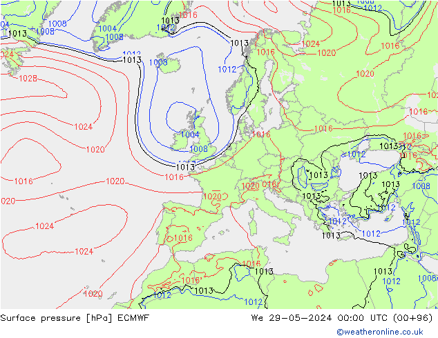 ciśnienie ECMWF śro. 29.05.2024 00 UTC