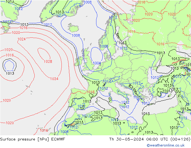 pression de l'air ECMWF jeu 30.05.2024 06 UTC