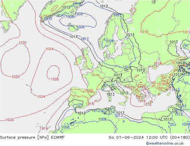 Atmosférický tlak ECMWF So 01.06.2024 12 UTC