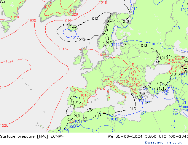 приземное давление ECMWF ср 05.06.2024 00 UTC