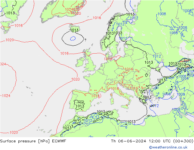 Bodendruck ECMWF Do 06.06.2024 12 UTC