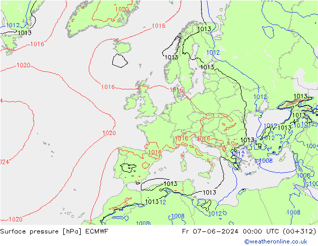ciśnienie ECMWF pt. 07.06.2024 00 UTC