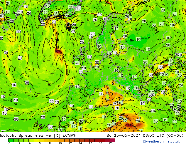 Isotachs Spread ECMWF  25.05.2024 06 UTC