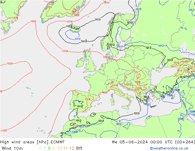 Izotacha ECMWF śro. 05.06.2024 00 UTC