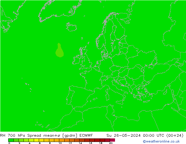 Humedad rel. 700hPa Spread ECMWF dom 26.05.2024 00 UTC