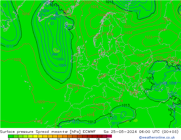 地面气压 Spread ECMWF 星期六 25.05.2024 06 UTC