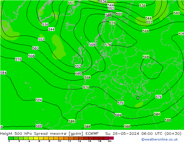 Height 500 hPa Spread ECMWF Su 26.05.2024 06 UTC