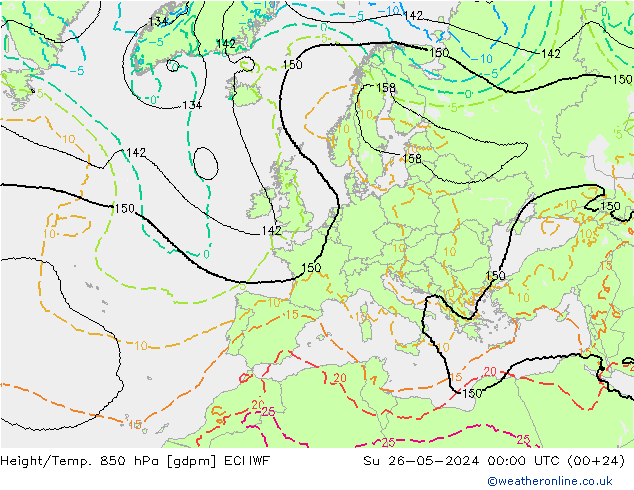 Height/Temp. 850 гПа ECMWF Вс 26.05.2024 00 UTC