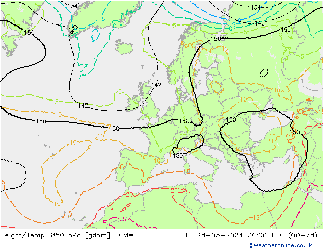 Height/Temp. 850 hPa ECMWF  28.05.2024 06 UTC