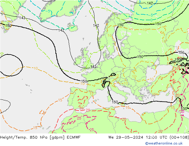 Height/Temp. 850 гПа ECMWF ср 29.05.2024 12 UTC