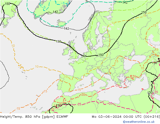Géop./Temp. 850 hPa ECMWF lun 03.06.2024 00 UTC