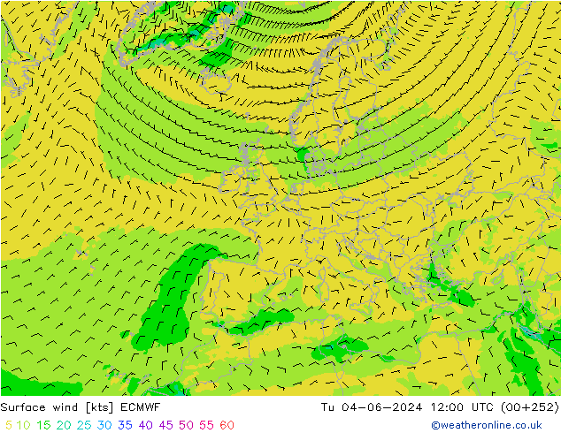 Vento 10 m ECMWF mar 04.06.2024 12 UTC