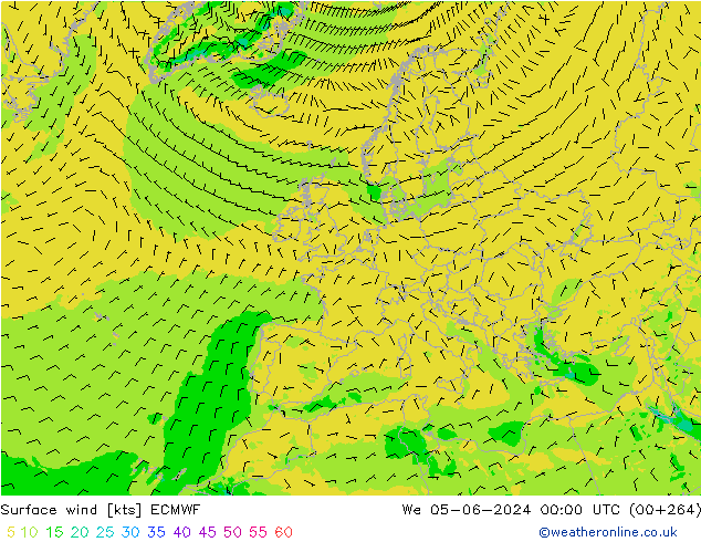 Bodenwind ECMWF Mi 05.06.2024 00 UTC