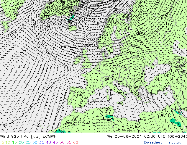 Wind 925 hPa ECMWF wo 05.06.2024 00 UTC