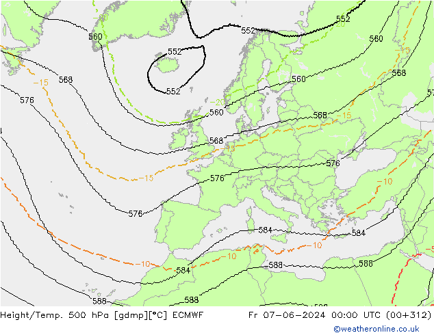 Height/Temp. 500 hPa ECMWF Fr 07.06.2024 00 UTC