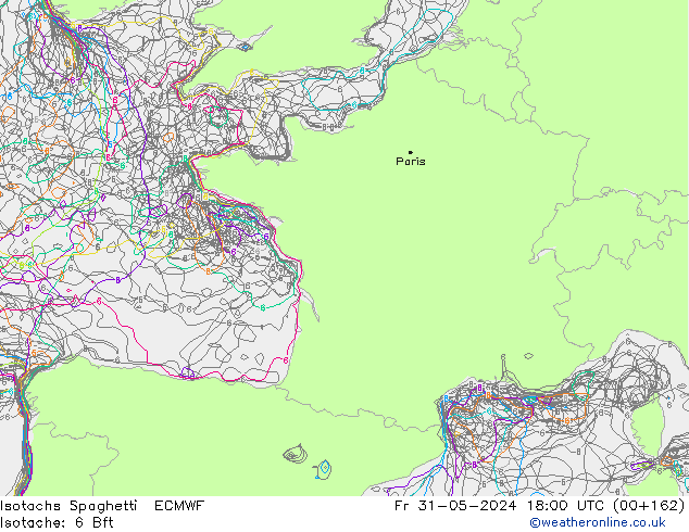 Eşrüzgar Hızları Spaghetti ECMWF Cu 31.05.2024 18 UTC