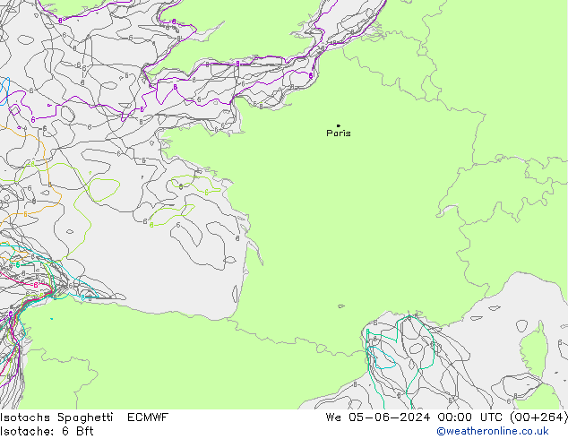 Isotachs Spaghetti ECMWF mer 05.06.2024 00 UTC