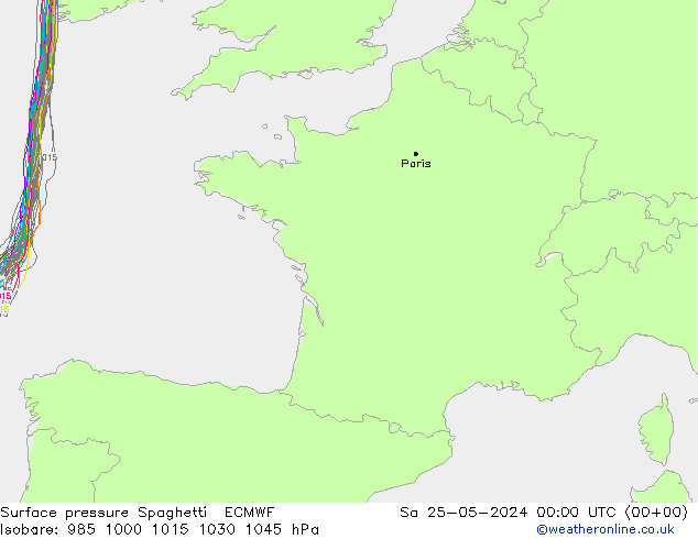 Surface pressure Spaghetti ECMWF Sa 25.05.2024 00 UTC