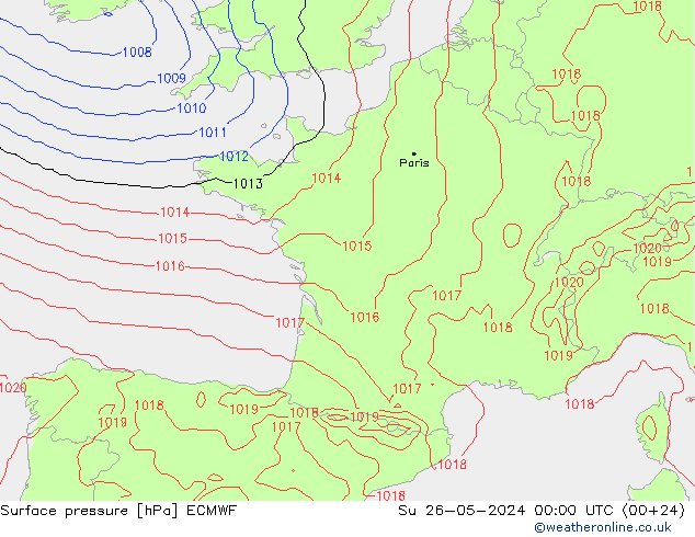 pressão do solo ECMWF Dom 26.05.2024 00 UTC