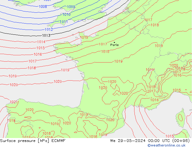 ciśnienie ECMWF śro. 29.05.2024 00 UTC