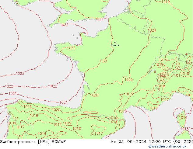 Luchtdruk (Grond) ECMWF ma 03.06.2024 12 UTC