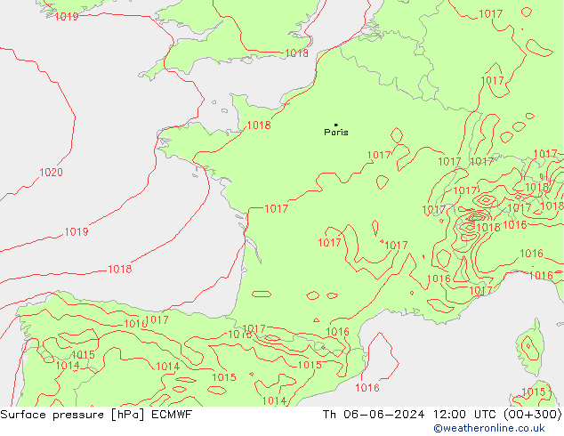 Luchtdruk (Grond) ECMWF do 06.06.2024 12 UTC