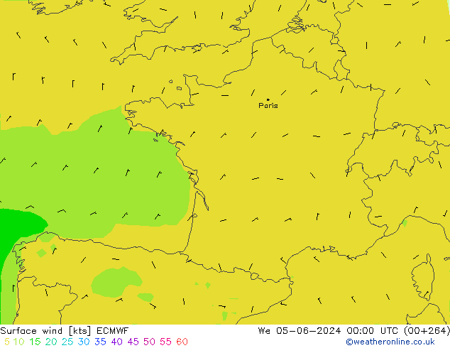 Vento 10 m ECMWF mer 05.06.2024 00 UTC