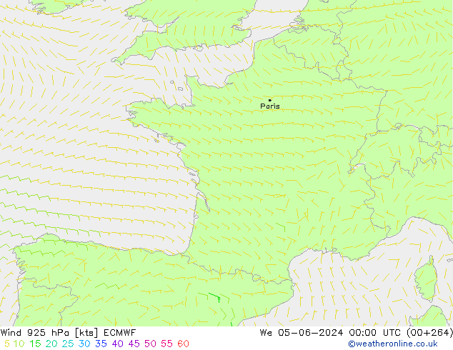 Vento 925 hPa ECMWF Qua 05.06.2024 00 UTC