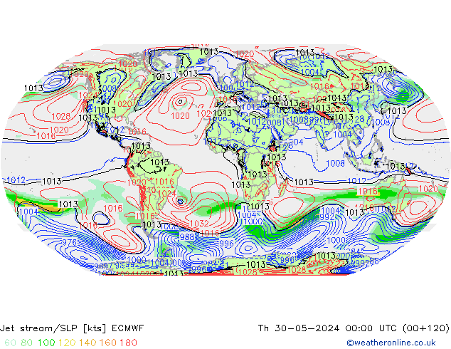 Jet stream/SLP ECMWF Th 30.05.2024 00 UTC