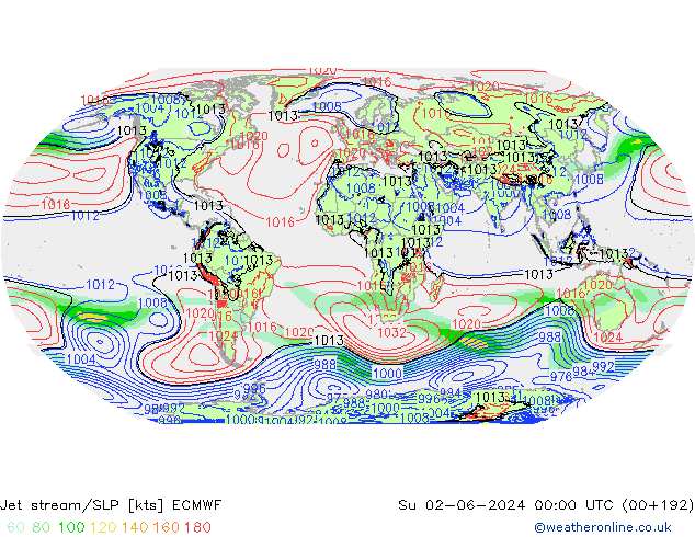 Jet stream/SLP ECMWF Su 02.06.2024 00 UTC
